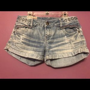 Light Wash Ripped Denim Shorts